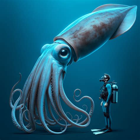 giant squid compared to a human