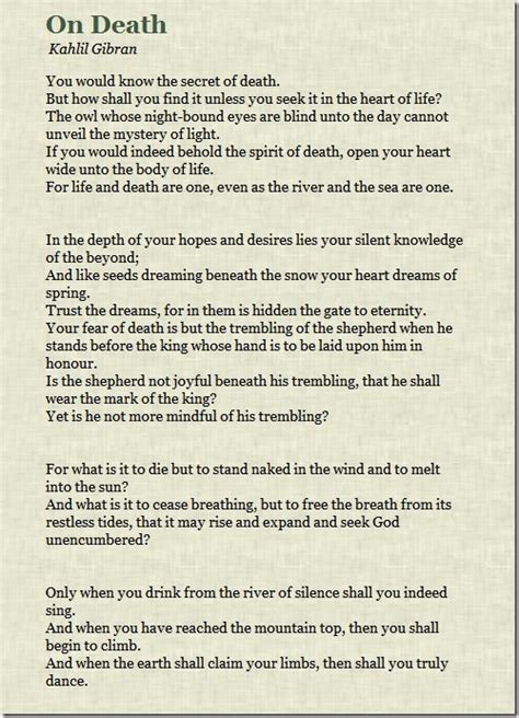 gibran on death and dying