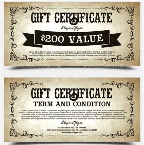 Marble Gift Certificate Card Template Template Etsy
