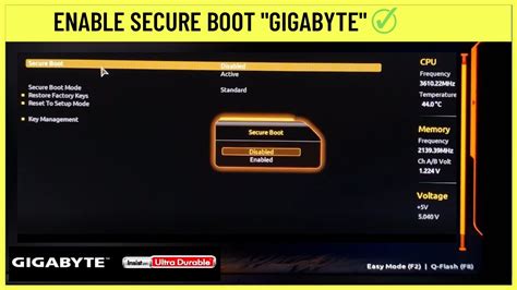 How to enable Secure Boot on Gigabyte Motherboards