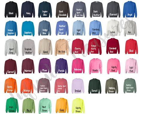 gildan color chart sweatshirt