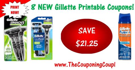 gillette coupons free printable