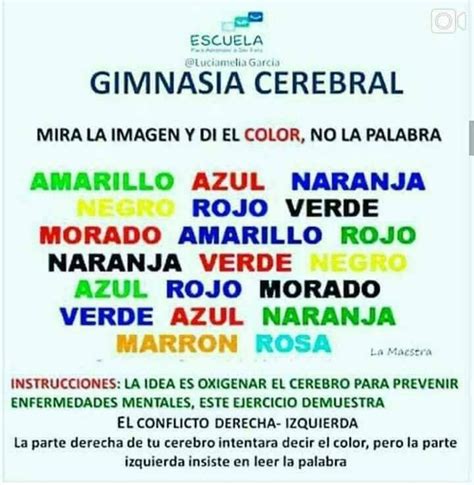 gimnasia cerebral con colores