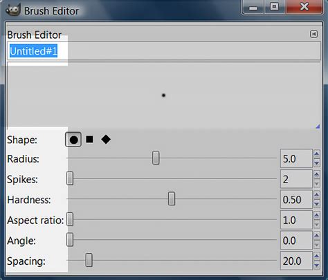 Gimp Modify Brush Size