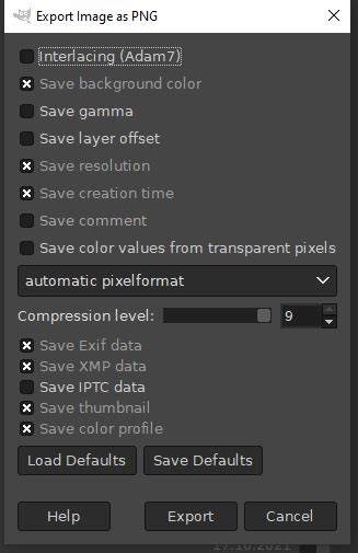 Gimp transparent background color export channelDer