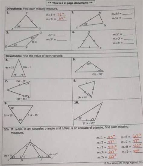 Gina Wilson Congruent Triangles Answer Key