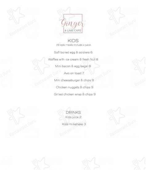 Ginger & Lime Cafe Menu