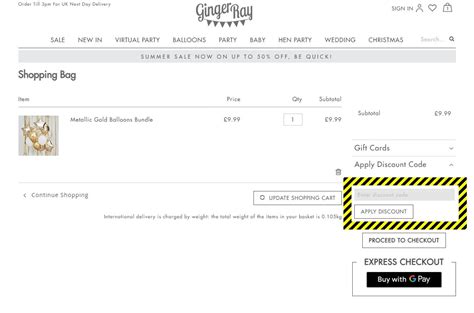 Ginger Ray Discount Code Free Delivery