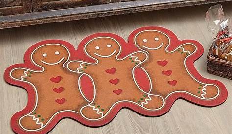 Gingerbread Christmas Rugs Man Kitchen Design Carpet Non