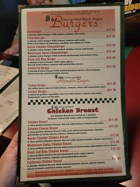 Gingerbread Man Restaurant Menu