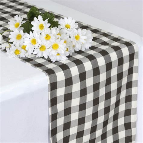 Gingham Table Runner Black And White