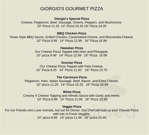 giorgio's restaurant elizabethtown nc menu