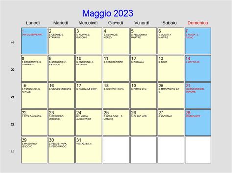 giorni festivi maggio 2023