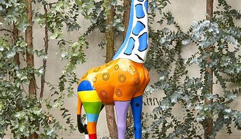 Girafe Resine Exterieur Statue De En Résine Noir Et Or H 205 Cm PARADIS
