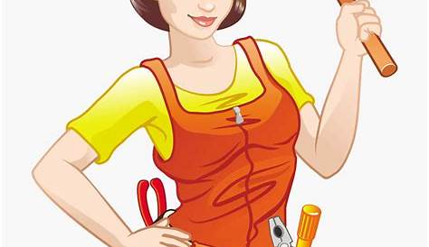A Cartoon Illustration Of A Girl Construction Worker Standing And