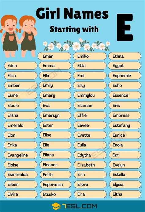 girl names that start with e unique