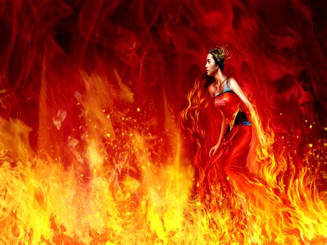 girl walking on fire