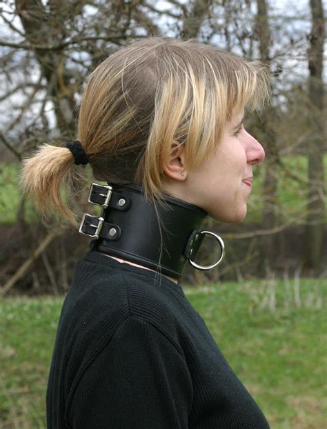 girl wearing a dog collar