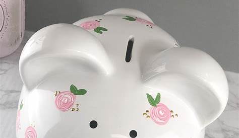 Personalized Large Girly Chevron Piggy Bank, Hand Painted Alcancias