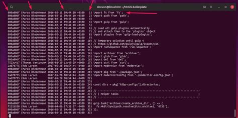 git blame example line number
