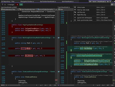git change in visual studio