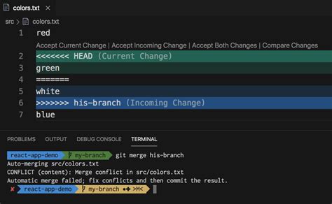 git command line resolve conflict