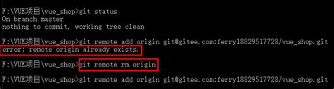 git error remote origin already exists