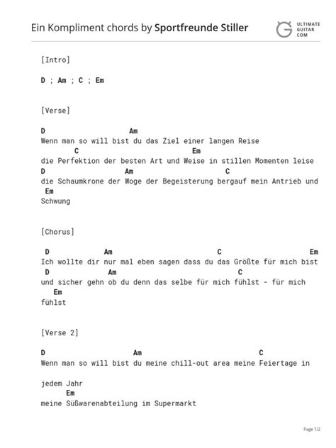 Spezialität Defekt Abfahrt nach sportfreunde stiller noten kostenlos