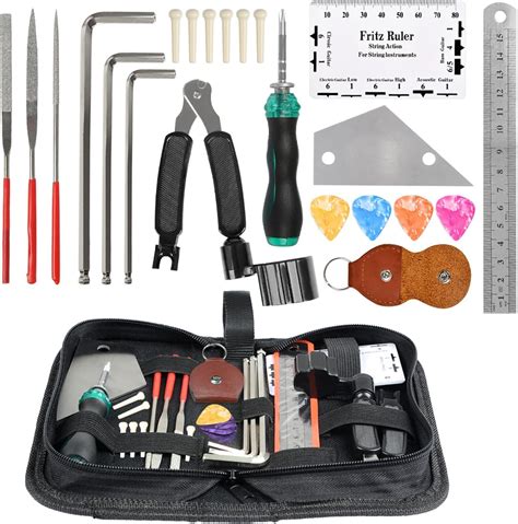 YANSHON Gitarre ReparaturWerkzeugSet, 26 Stücke Gitarren PflegeSet