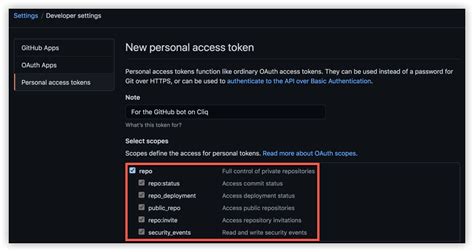 github generate private access token