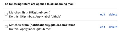 Github Gmail Filters