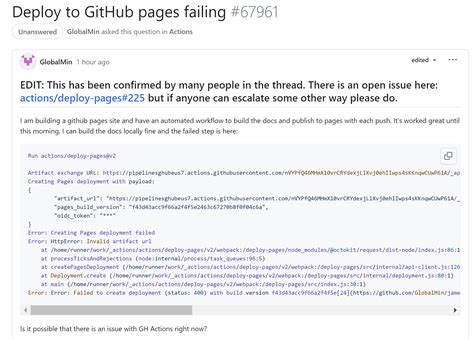Github Pages Build And Deployment Failed