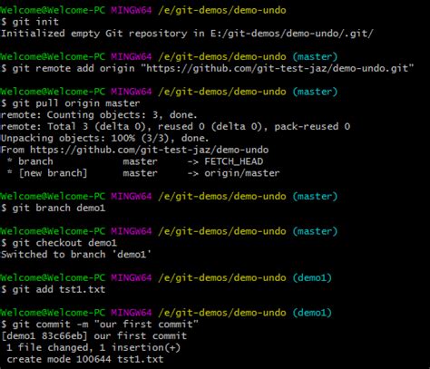 github undo commit command line