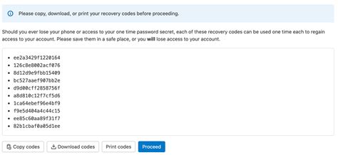 gitlab two factor authentication recovery code lost