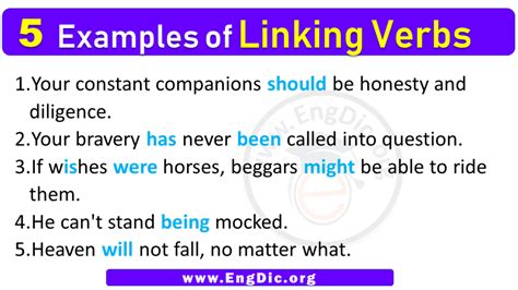 give 5 example of linking verb