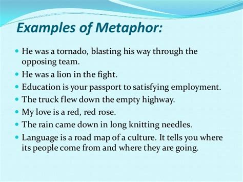 give an example of metaphor