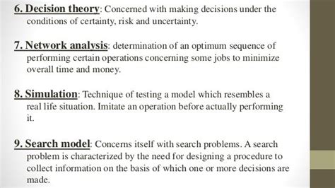 give some example of operation research techniques