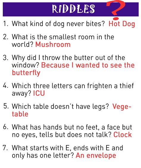 give two examples of riddles with answers
