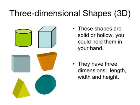 give two examples of three dimensional objects