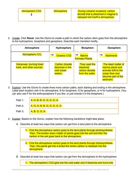 Gizmo Carbon Cycle Answer Key Pdf