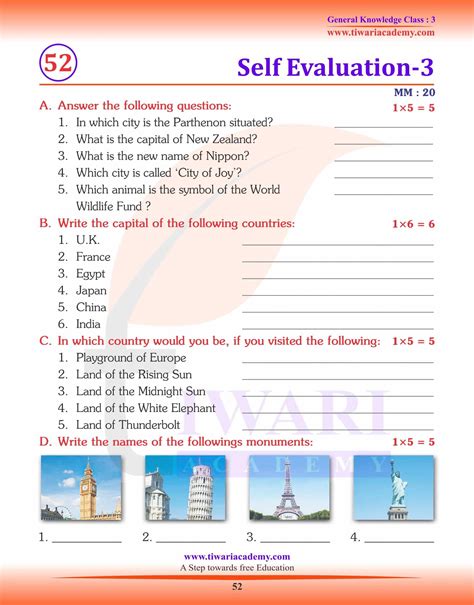 gk questions for class third and 4th