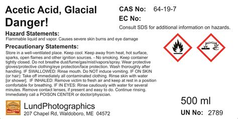 glacial acetic acid sds sheet