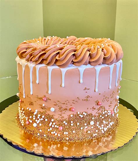 Glamorous Rose Gold Drip Cake