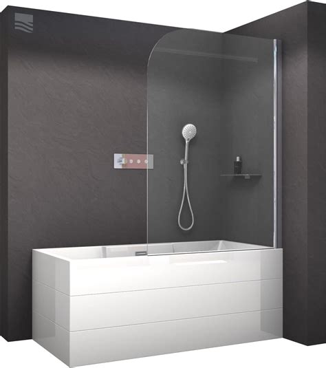 120 x 140 cm Badewannen 2 tlg. Faltwand Aufsatz 180° Duschwand Duschabtrennung NANO Glas Amazon