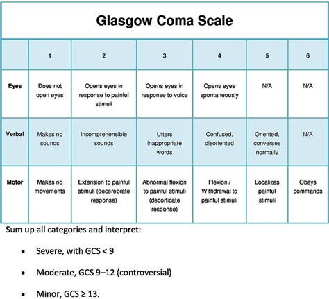 glasgow coma scale total score 3-8 icd 10