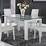 Luxury Extending Dining Set Glass Top Table 10 Tall Grey Velvet Chairs