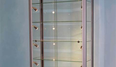 Glass Display Cabinet With Lights 48 Case W Led Frameless Sliding Door Ships Assembled Silver In 2021 s Trophy Case Trophy