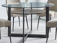 Lancaster Home 42" Round Glass Dining Table with Curl Accent Metal