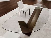 Mid Century Italian Ebonized Oval Glass Top Dining Table Item7869