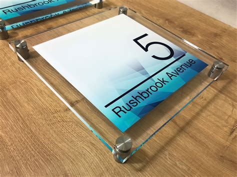 glass clear wall mount sign 30 x 30